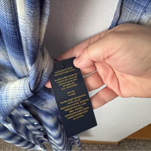 NWT Polo Ralph Lauren blue Plaid Long Sleeve button down dress Size 8 - Picture 8 of 10